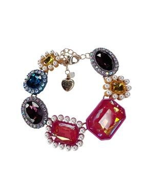 Betsey Johnson Pre-Loved Multistone Crystal Pearl Bracelet